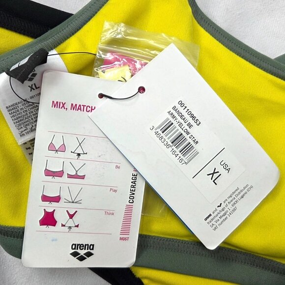 ARENA Women's Rule Breaker Be Bandeau Bikini Top Army Green, XL and Unique Brief - Picture 3 of 10